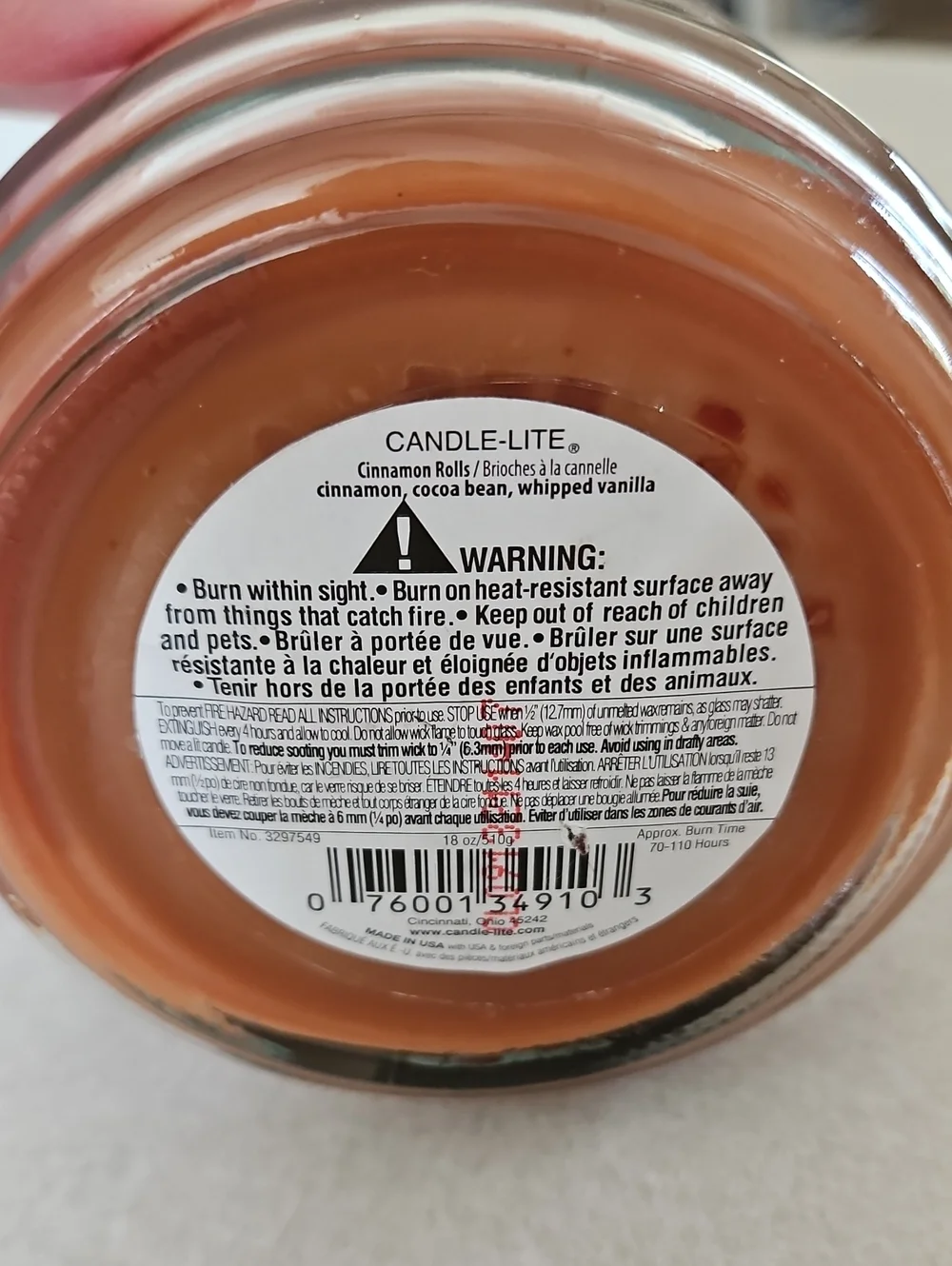 Candle-lite Cinnamon Pecan Swirl scented candle